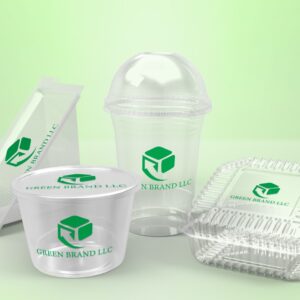 A juice cup / soup cup with a green leaf pattern, representing eco-friendly and sustainable living.