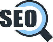 SEO - Search Engine Optimization concept with magnifying glass and gear symbols.